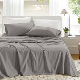 Comfort Spaces twin flat sheet with ultra-soft, breathable cotton for year-round comfort.
