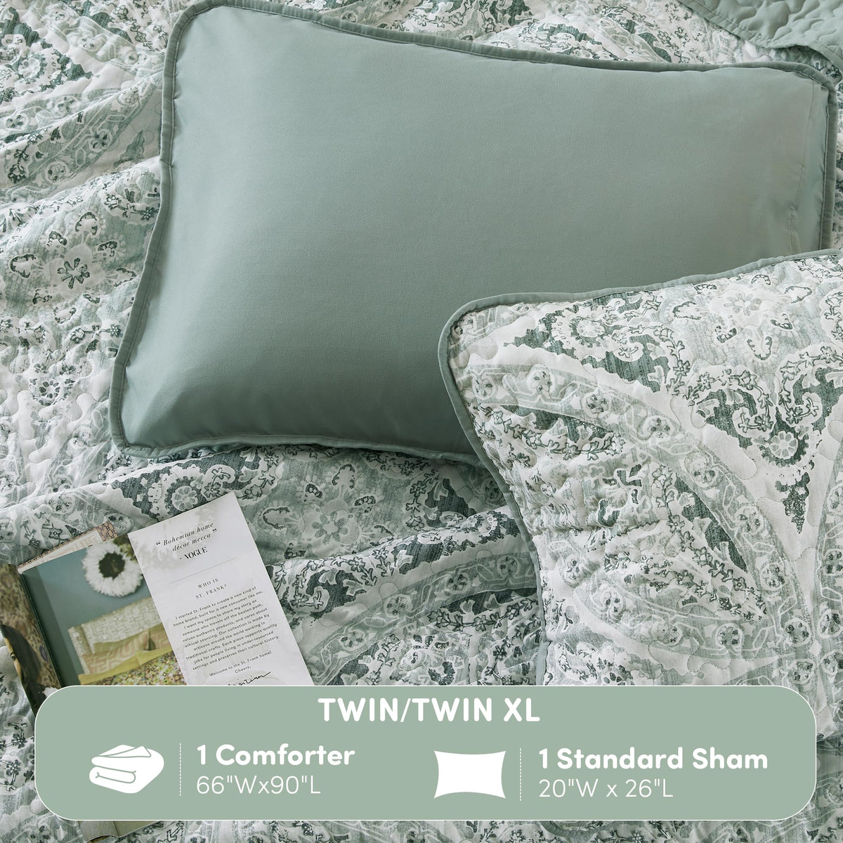 Comfort Spaces twin size quilt dimensions for easy bed styling.