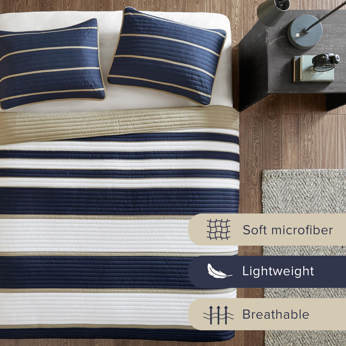 Close-up of brushed microfiber fabric from Verone set.