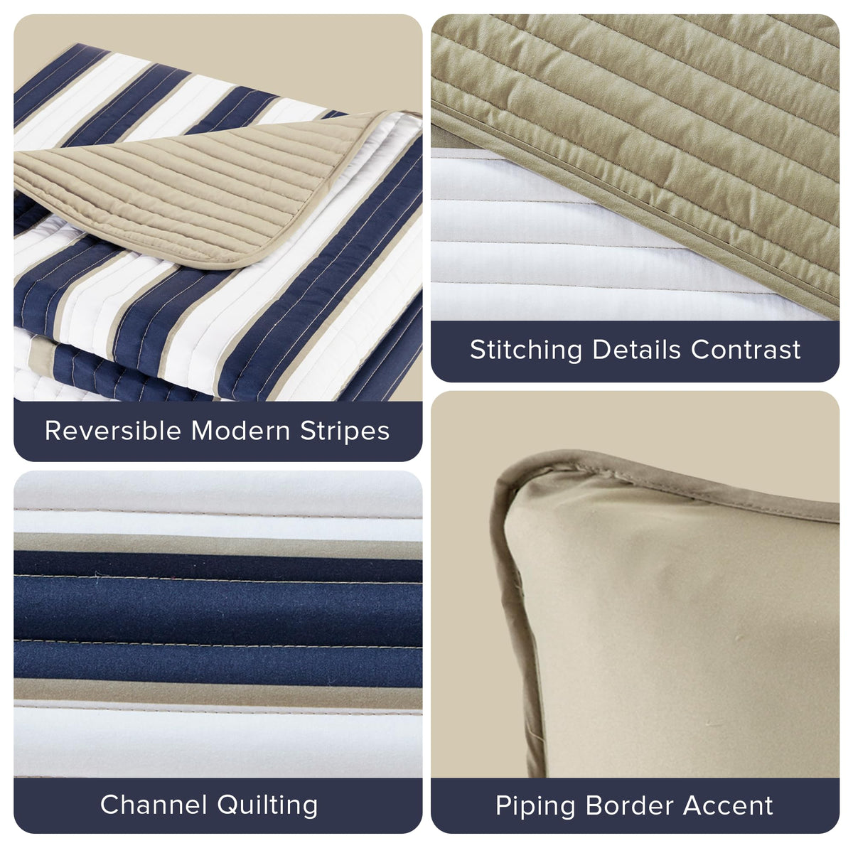 Queen size quilt dimensions and easy care shown.