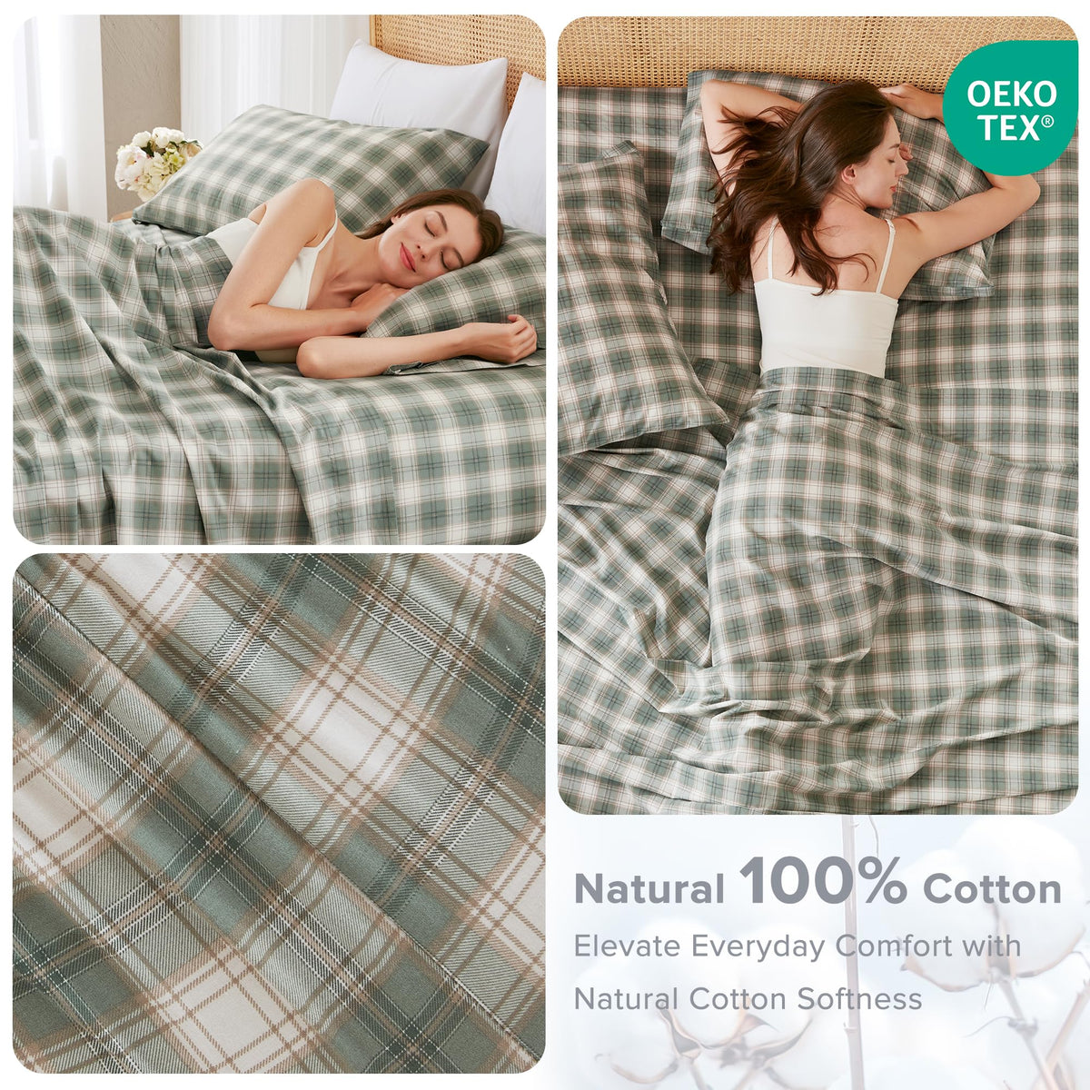 Comfort Spaces Wesley Green twin fitted sheet with 12-inch elastic pocket fits up to 14 inches