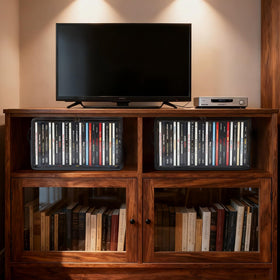 ComfortKeeper 25-capacity storage box neatly holds standard DVD cases.