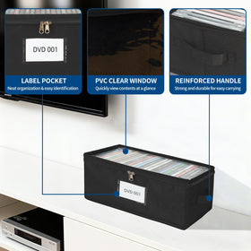 ComfortKeeper stackable DVD box plus side handles for easy transport.