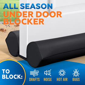 Comfyanno draft stopper highlights easy no-adhesive installation.