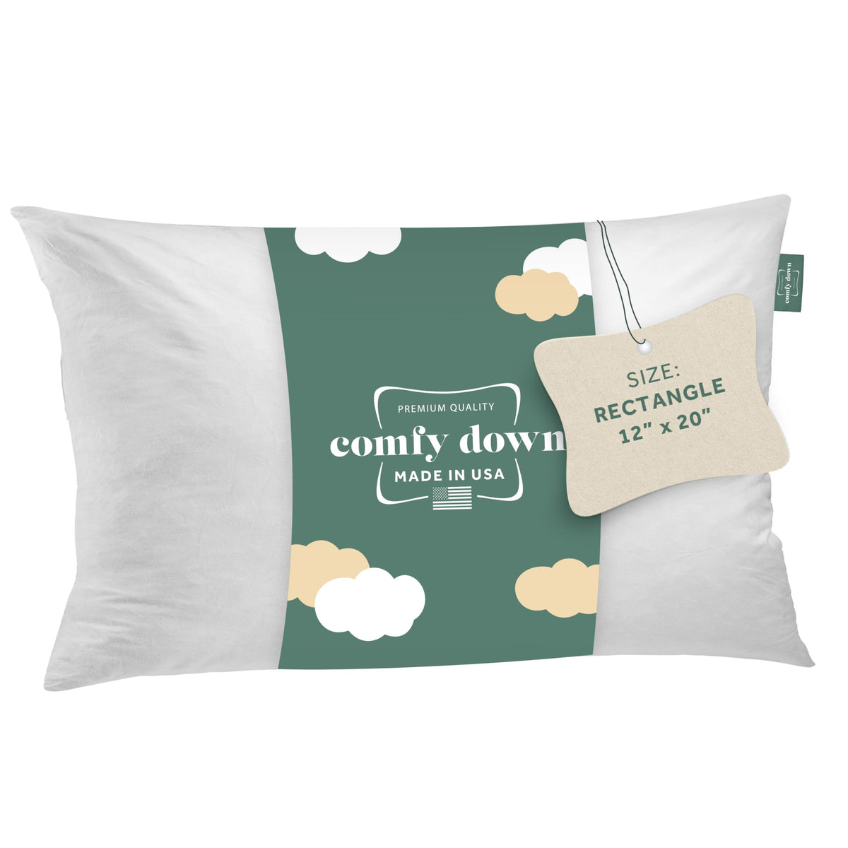 ComfyDown 12x18 pillow insert with feather-fill for plush, long-lasting support