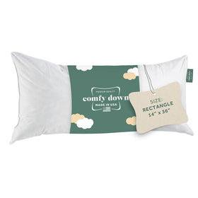 ComfyDown 14x36 pillow insert displayed with plush loft for shams and cushions