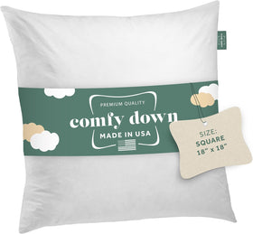 ComfyDown 18x18 pillow insert for a full, fluffy sofa look.