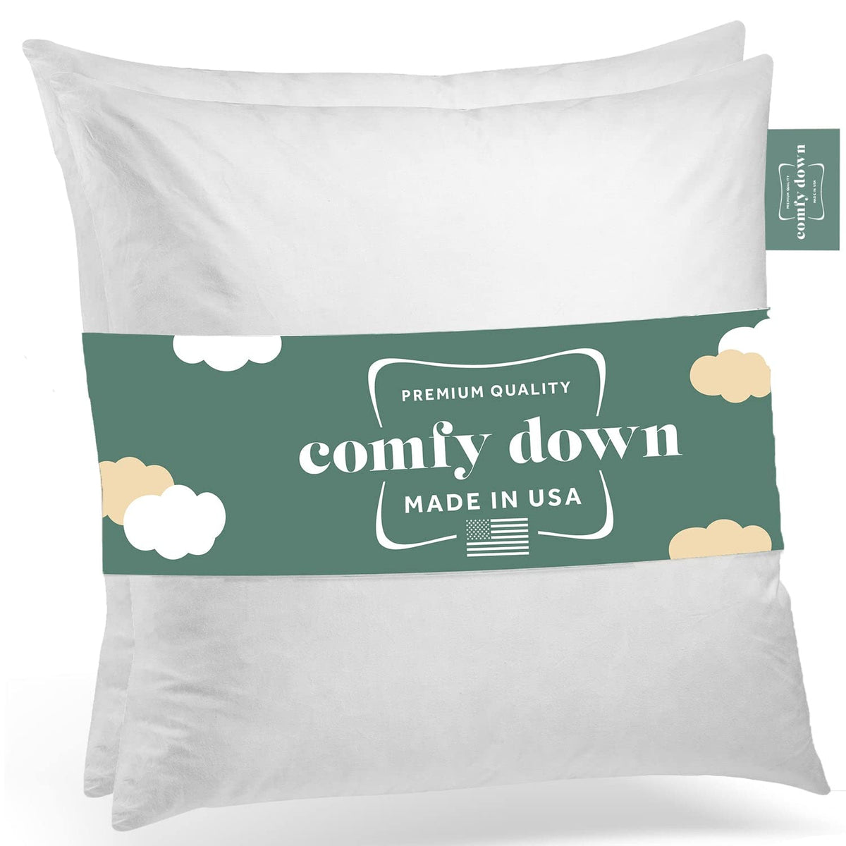 ComfyDown 22x22 insert demonstrates balanced fill for sturdy edge support.