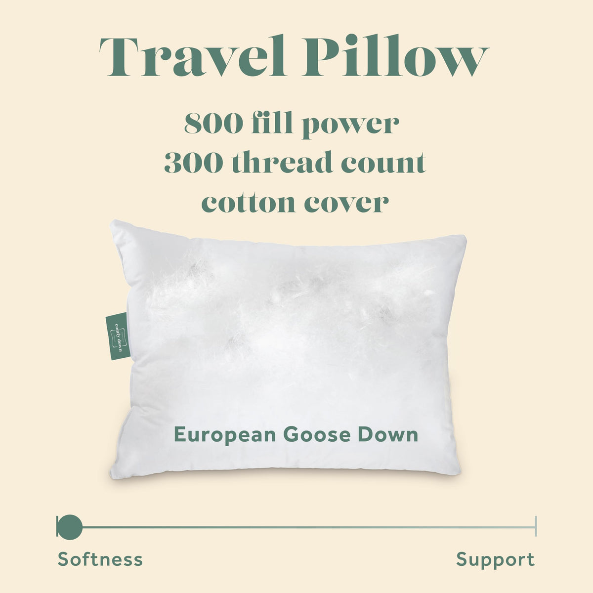 ComfyDown breathable 300-thread-count cover for cool travel days