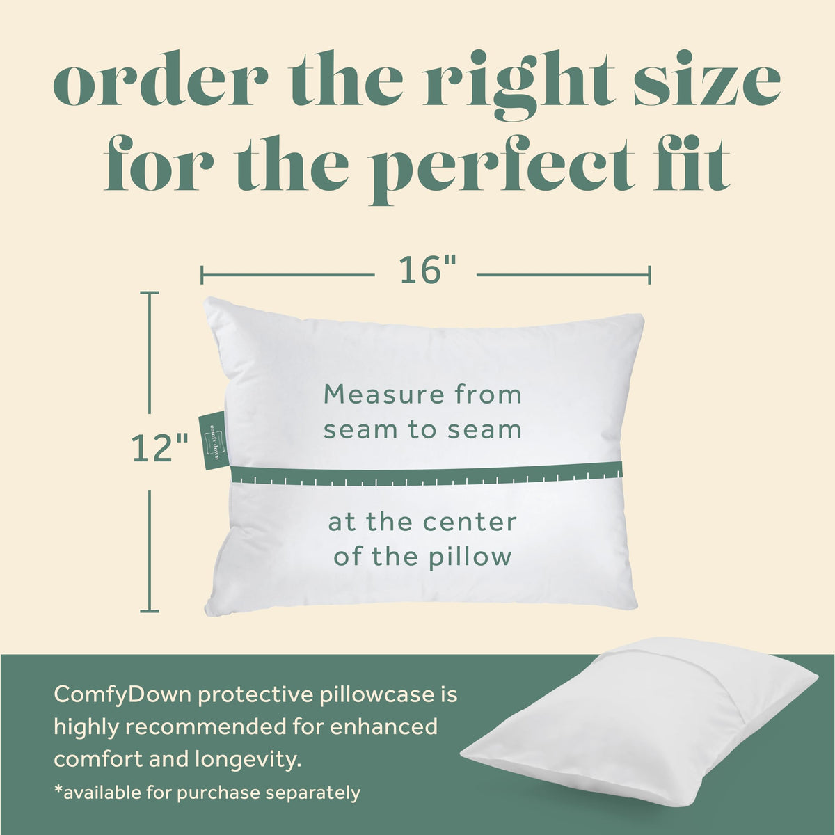 ComfyDown goose-down pillow cover in Egyptian cotton for breathable softness
