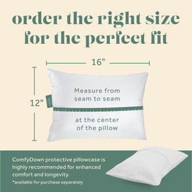 ComfyDown goose-down pillow cover in Egyptian cotton for breathable softness