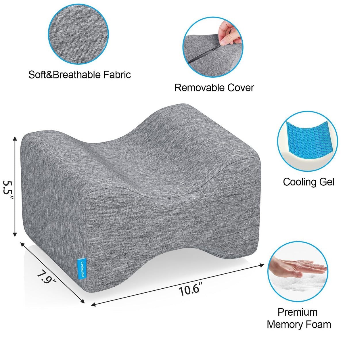 ComfyInLove memory foam knee pillow contours to your legs for tailored comfort.