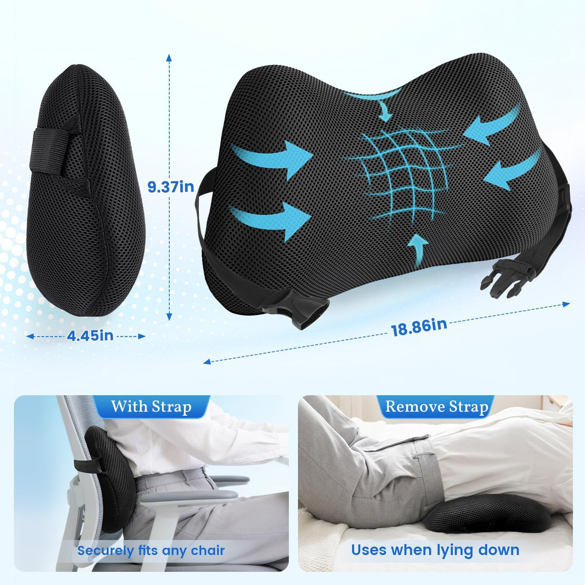 ComfyInLove memory foam lumbar pillow offers responsive support for long sessions