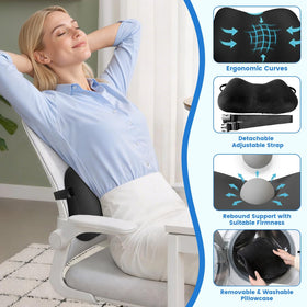 ComfyInLove lumbar pillow with adjustable strap stays securely in place