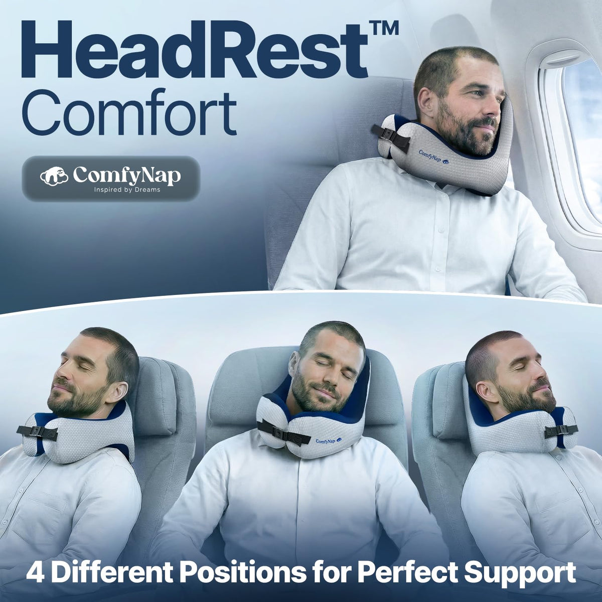 ComfyNap neck-pillow-9-positions shows nine configurations for personalized comfort