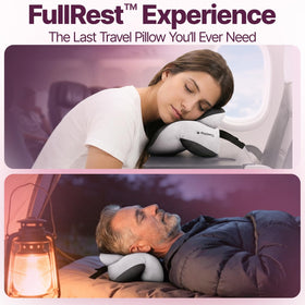 ComfyNap plush tray-table cushion setup for plane rests