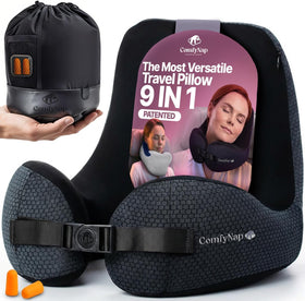 ComfyNap travel neck pillow with 9-position design for versatile flight support.