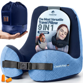 ComfyNap Zeus travel neck pillow front view offering all-day comfort on flights.