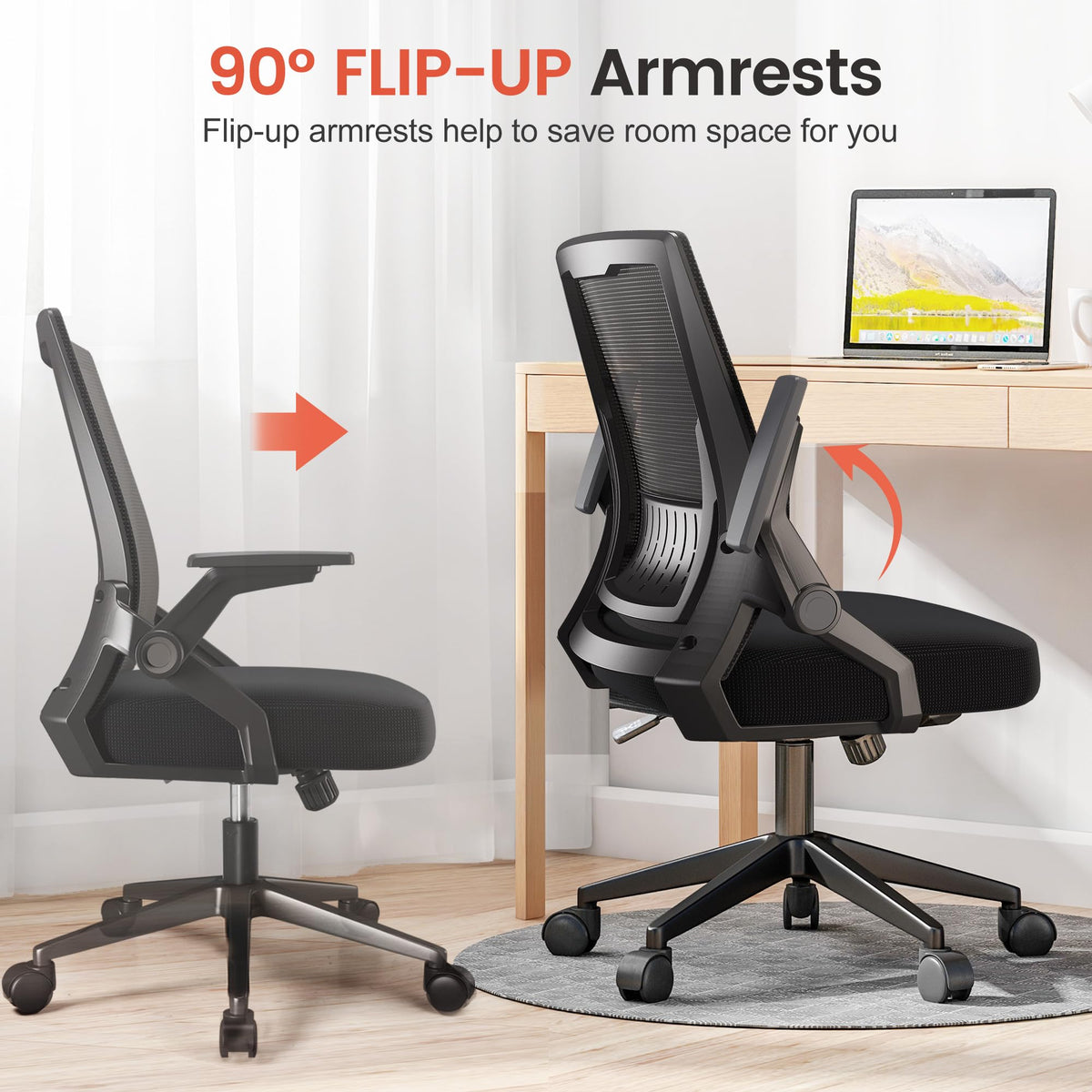 COMHOMA 360 degree swivel seat for easy access to your workspace