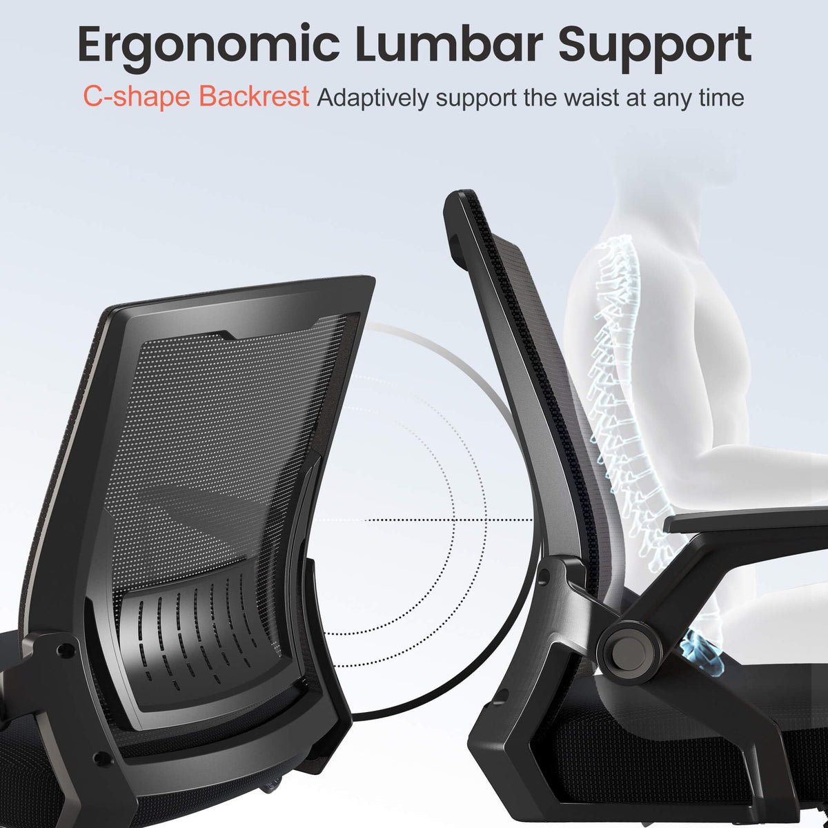 COMHOMA flip up armrests for flexible use and compact storage