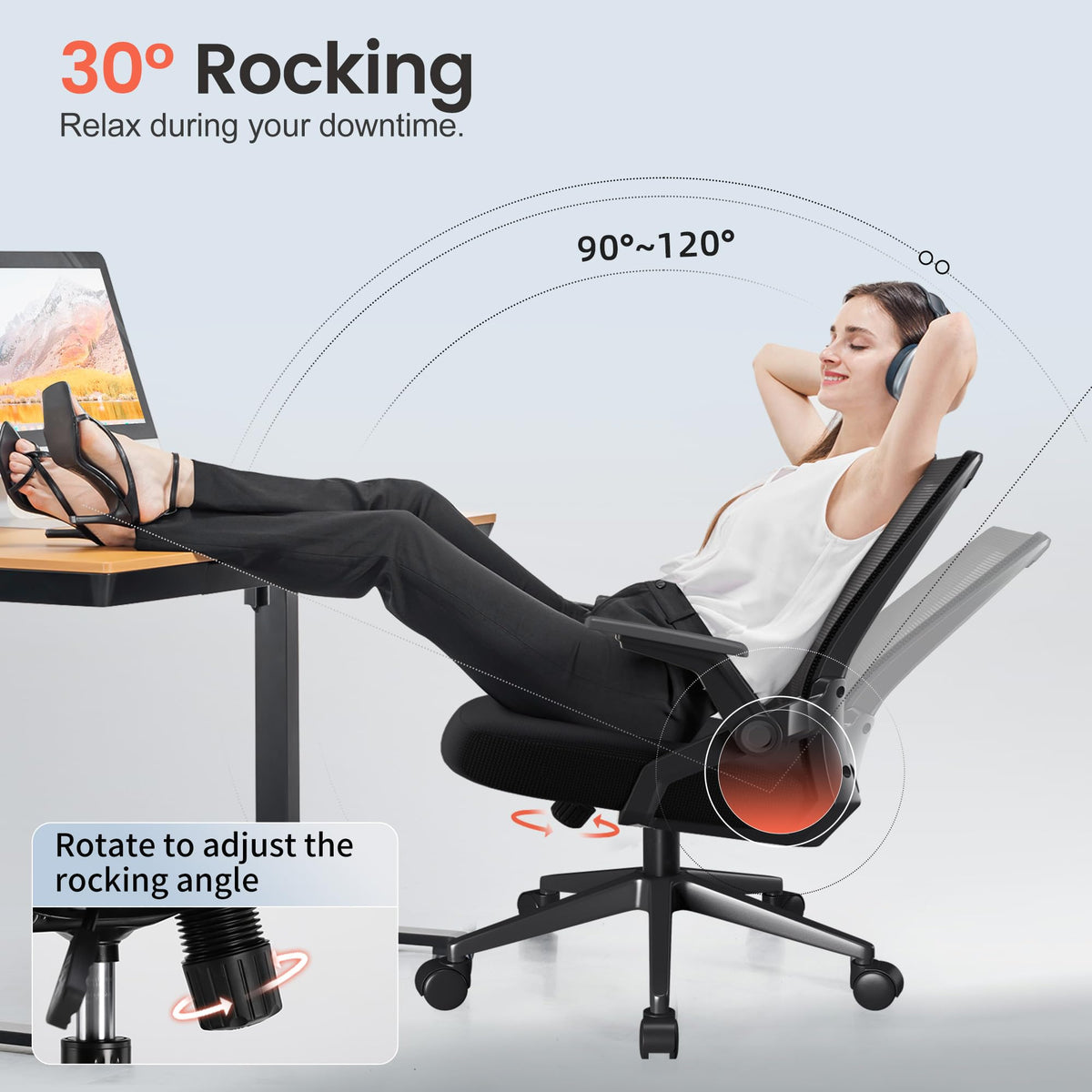 COMHOMA tilt function for comfortable recline from 90 to 120 degrees