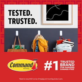 Closeup of Command adhesive strips showing strong, residue-free grip on surfaces.