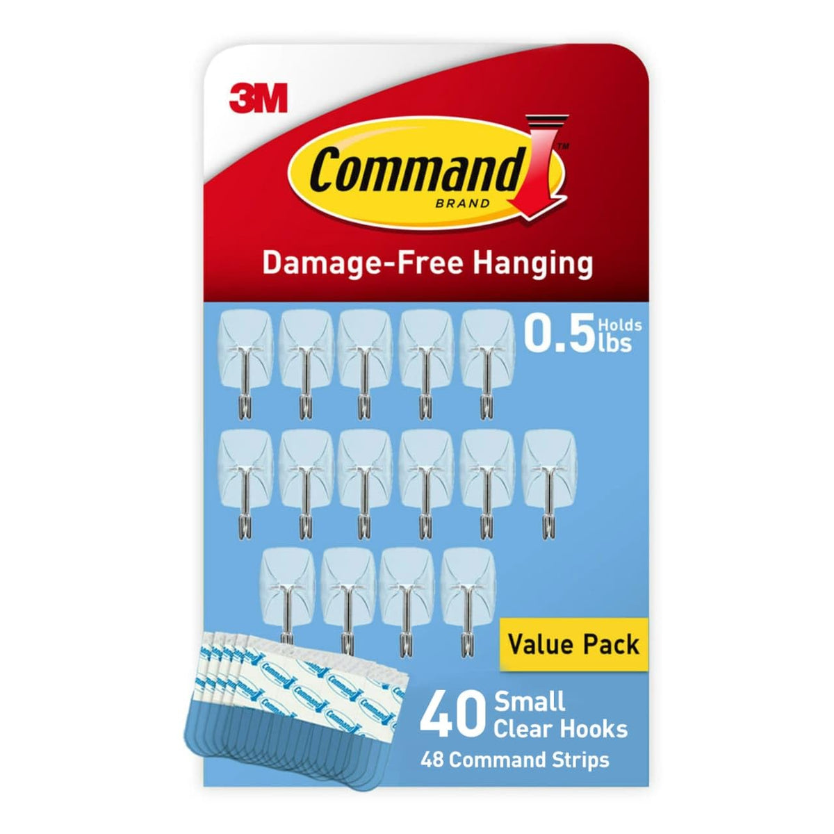 Command clear small wire toggle hooks pack ready for damage-free hanging on walls.