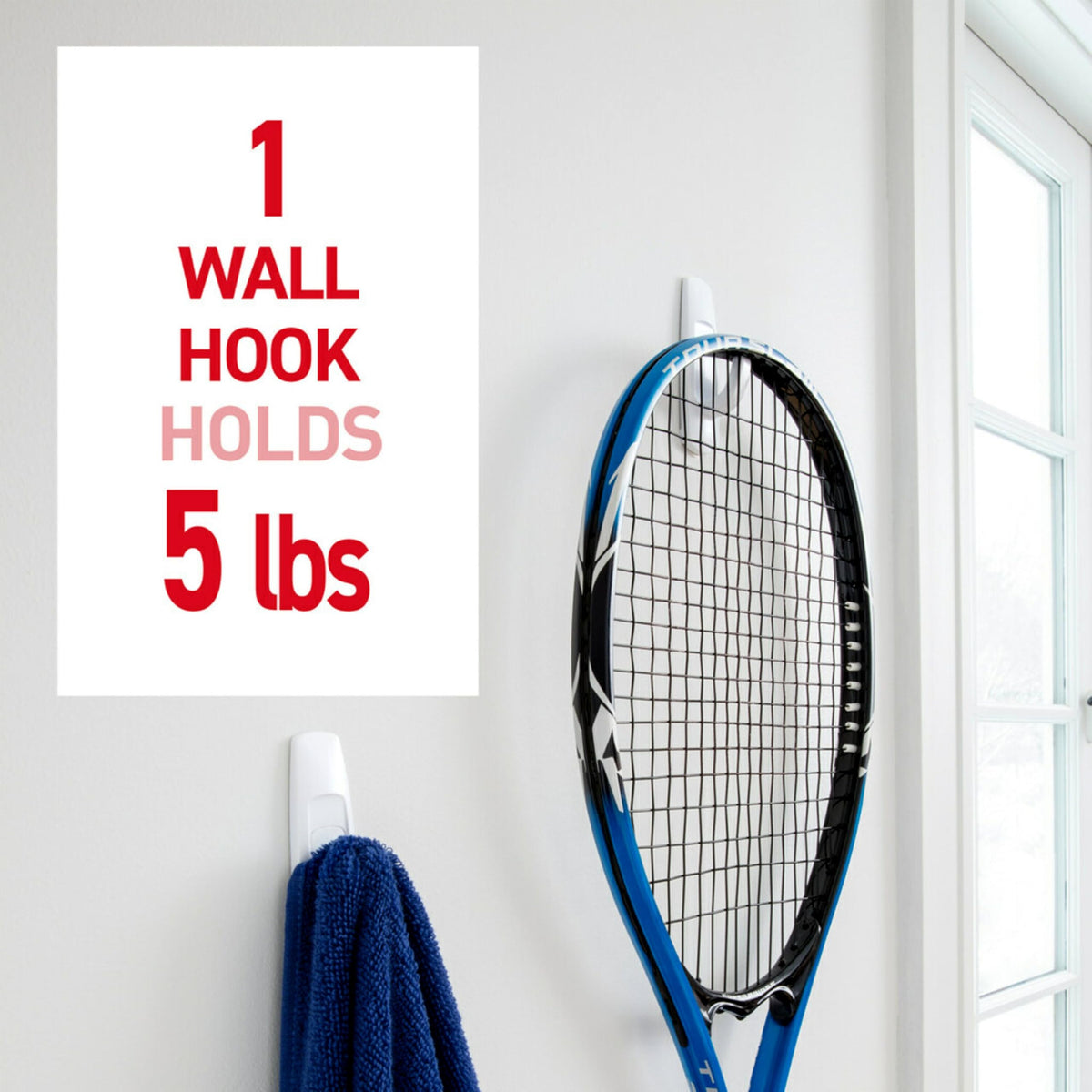Each hook holds up to 5 pounds for clipboards or utensils.