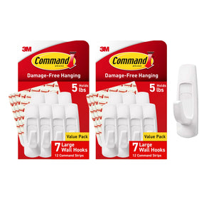 Command large utility hooks for damage-free organization with 14 hooks and 24 strips.