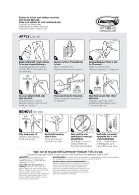 Easy removal without damage after use with refill strips available from Command
