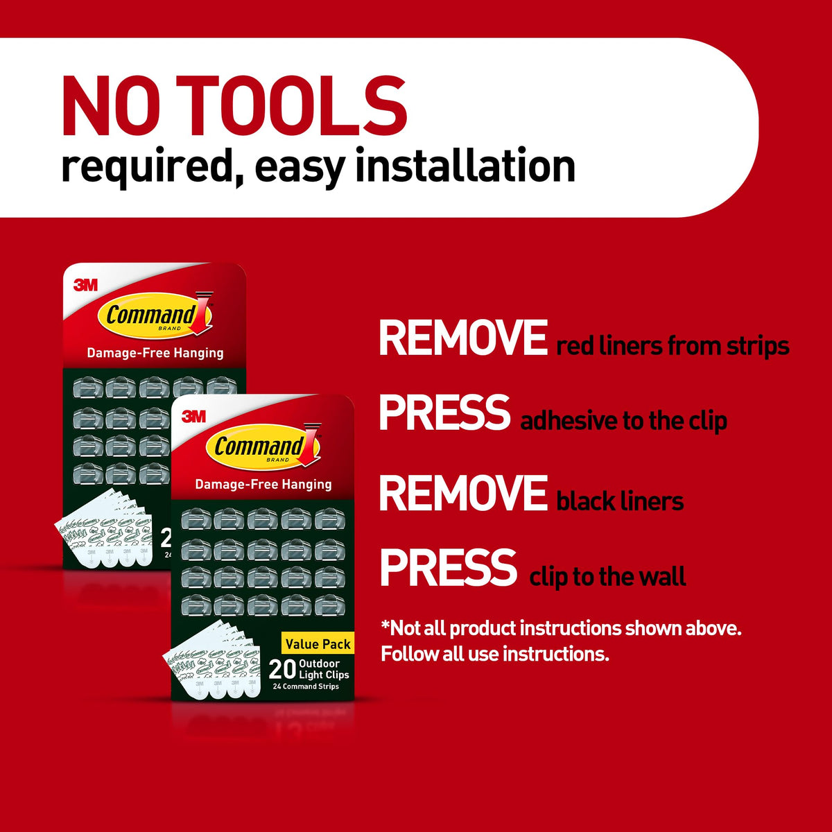Command Water-Resistant Strips close-up on a clip for outdoor use.