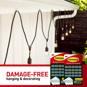 Command Outdoor Light Clips ready to hang outdoor lights outdoors.