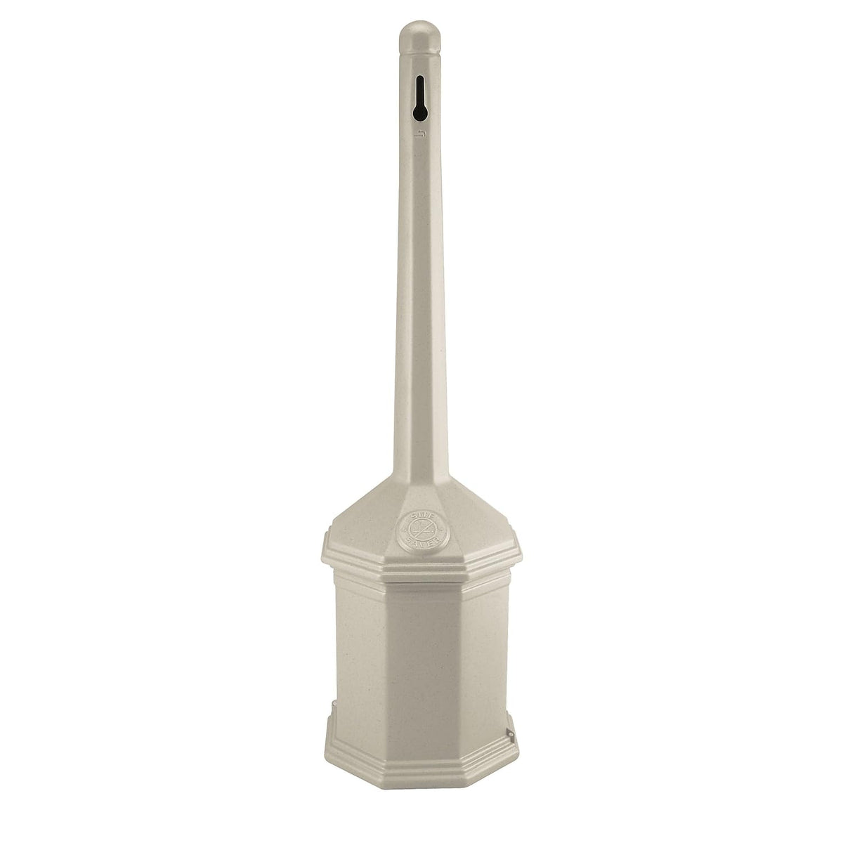Commercial Zone Site Saver cigarette receptacle beige front view, weatherproof outdoor solution.