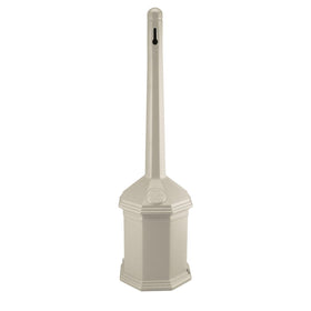 Commercial Zone Site Saver cigarette receptacle beige front view, weatherproof outdoor solution.