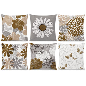 COMMINY brown grey pillow covers with a daisy pattern add subtle elegance to your décor