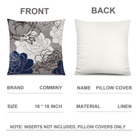 COMMINY cotton-linen fabric pillow cover designed for 18x18 inserts.