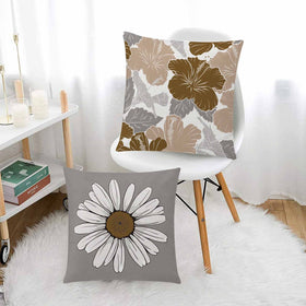 COMMINY daisy-pattern pillow cover close-up reveals soft cotton-linen texture and durability