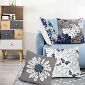 COMMINY farmhouse-modern aesthetic pillow cover adds color and texture.