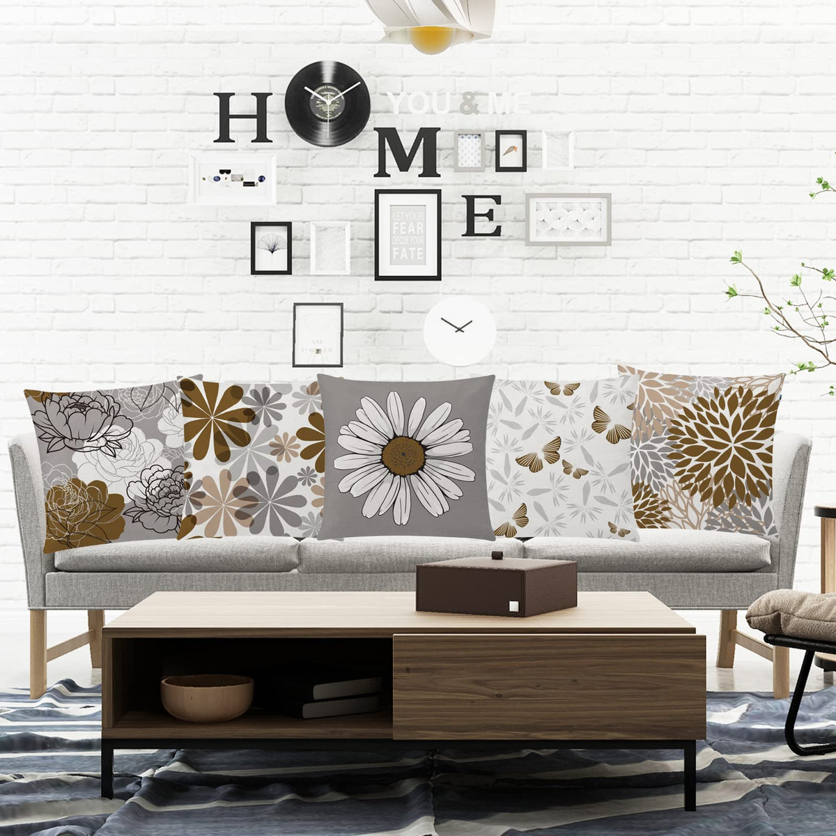 COMMINY outdoor-friendly pillow cover in grey-brown ideal for patios and decks