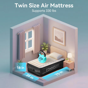 COMMOUDS built-in battery pump enables quick inflation without wall power