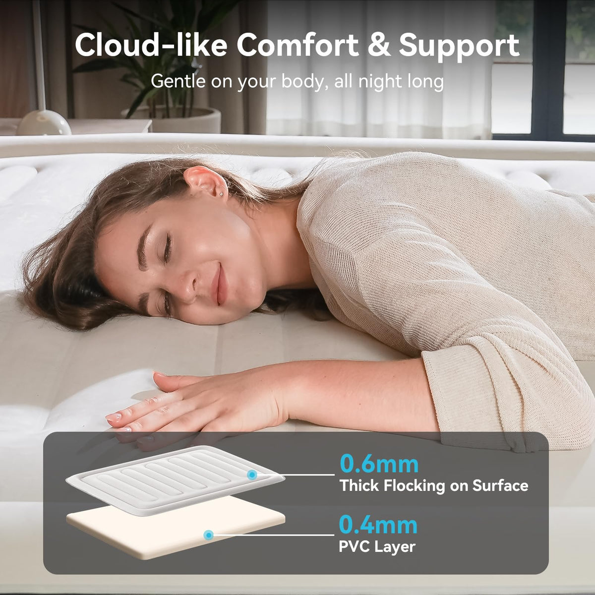 COMMOUDS one-touch inflation deflation for fast, customizable firmness