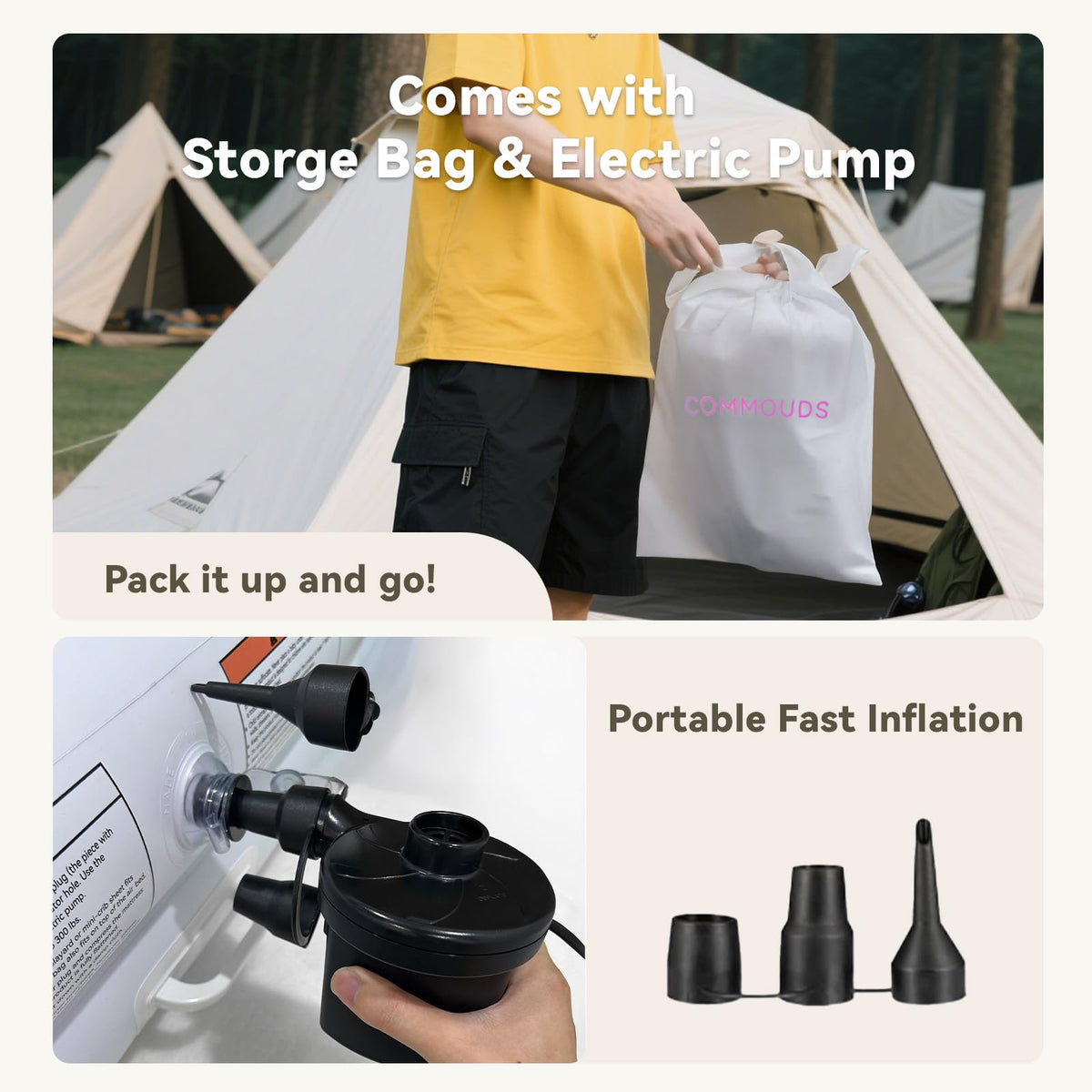 COMMOUDS removable inner mattress allows easy cleaning and customization.