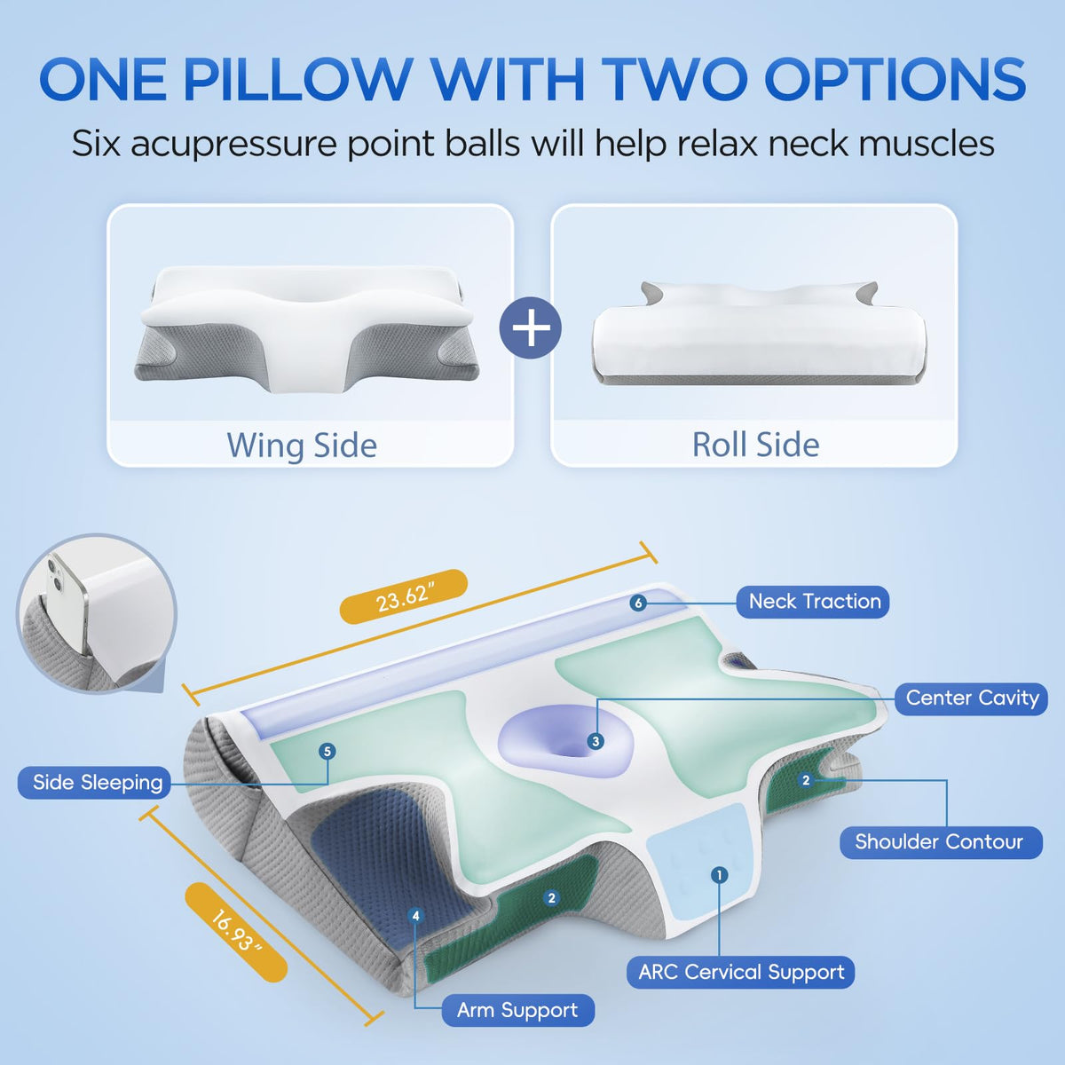 ComRola breathable pillowcase with side pockets for essentials