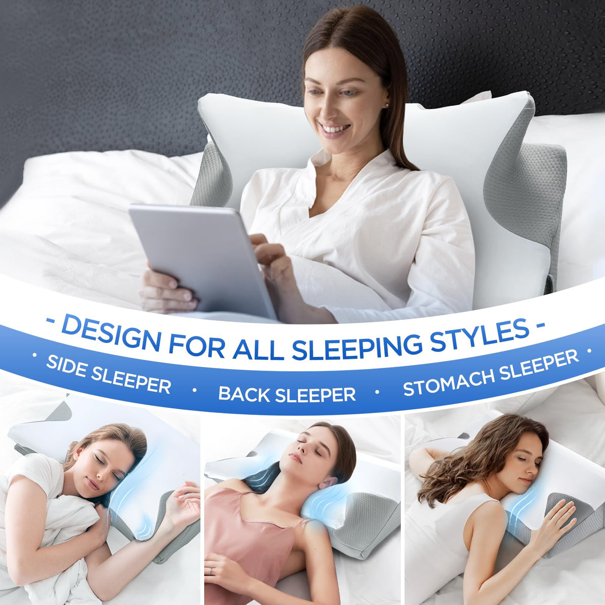 ComRola dual-sided pillow with traction and massage zones
