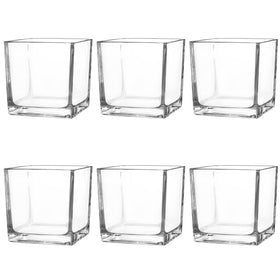 Comrzor square vase set of six in clear glass for elegant centerpieces