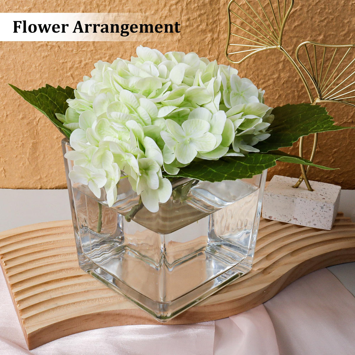 Comrzor square vase used as terrarium or succulent display for greenery.