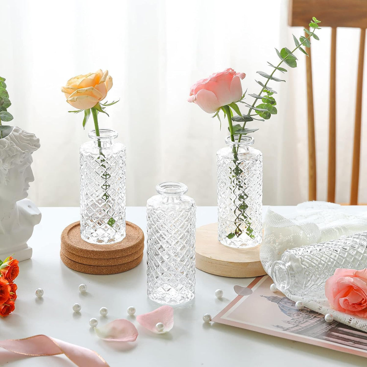 ComSaf decorative bud vase on office desk and shelves