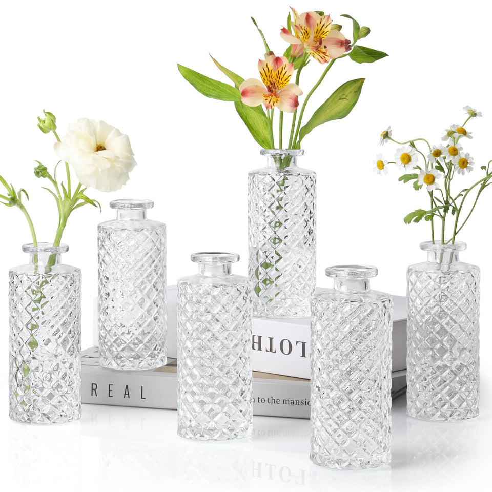 ComSaf bud vase with diamond bottle front view for elegant centerpieces.