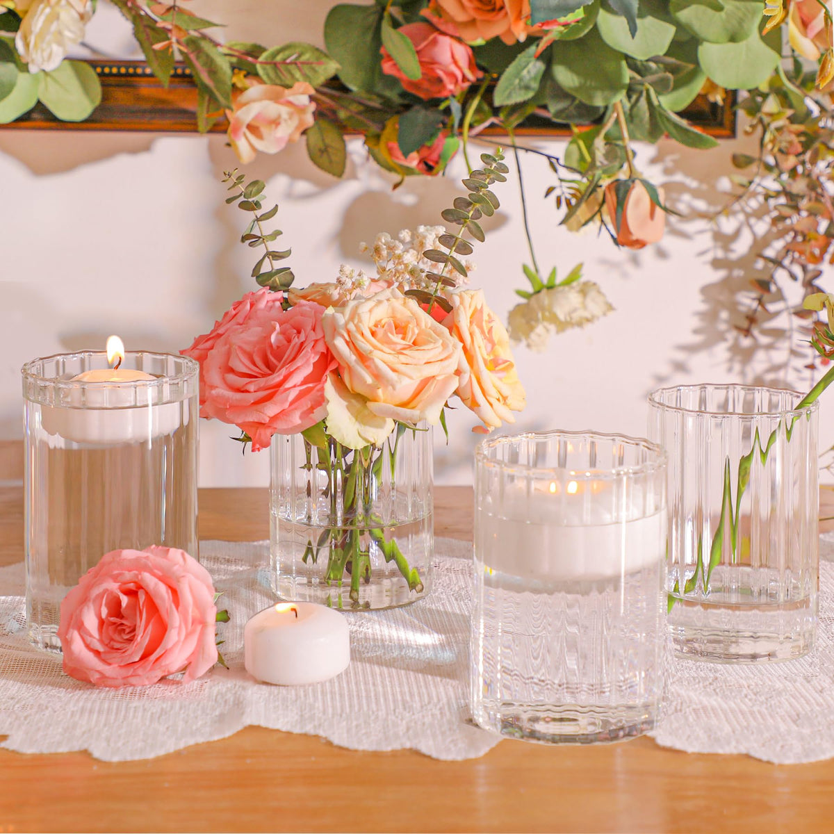 ComSaf clear vase for dining table accents and romantic dinners