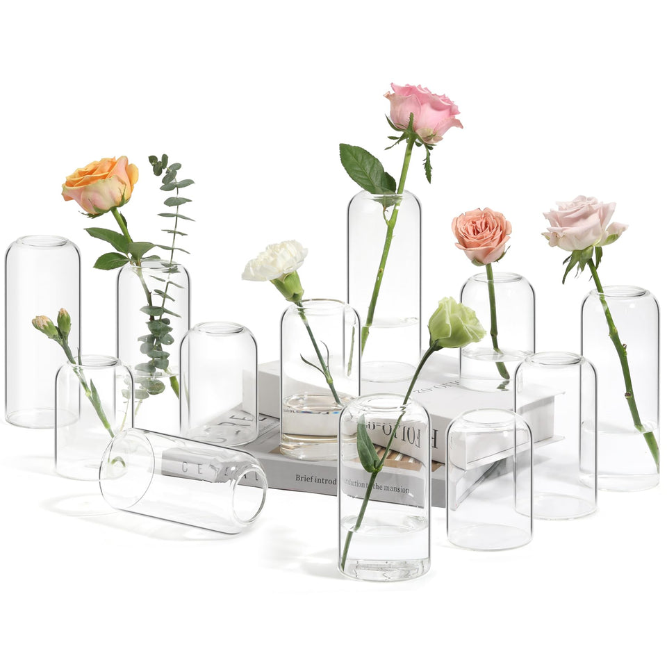 ComSaf small flower vase set, 3.94-inch tall, ideal centerpiece display.